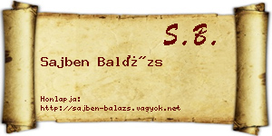 Sajben Balázs névjegykártya